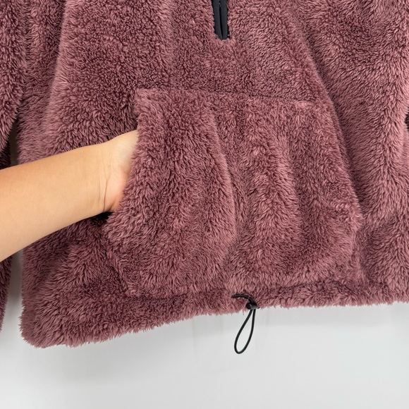 PINK Victoria's Secret Fuzzy Teddy‎ Fleece Half Zip Pullover Oversized XS - Picture 4 of 9
